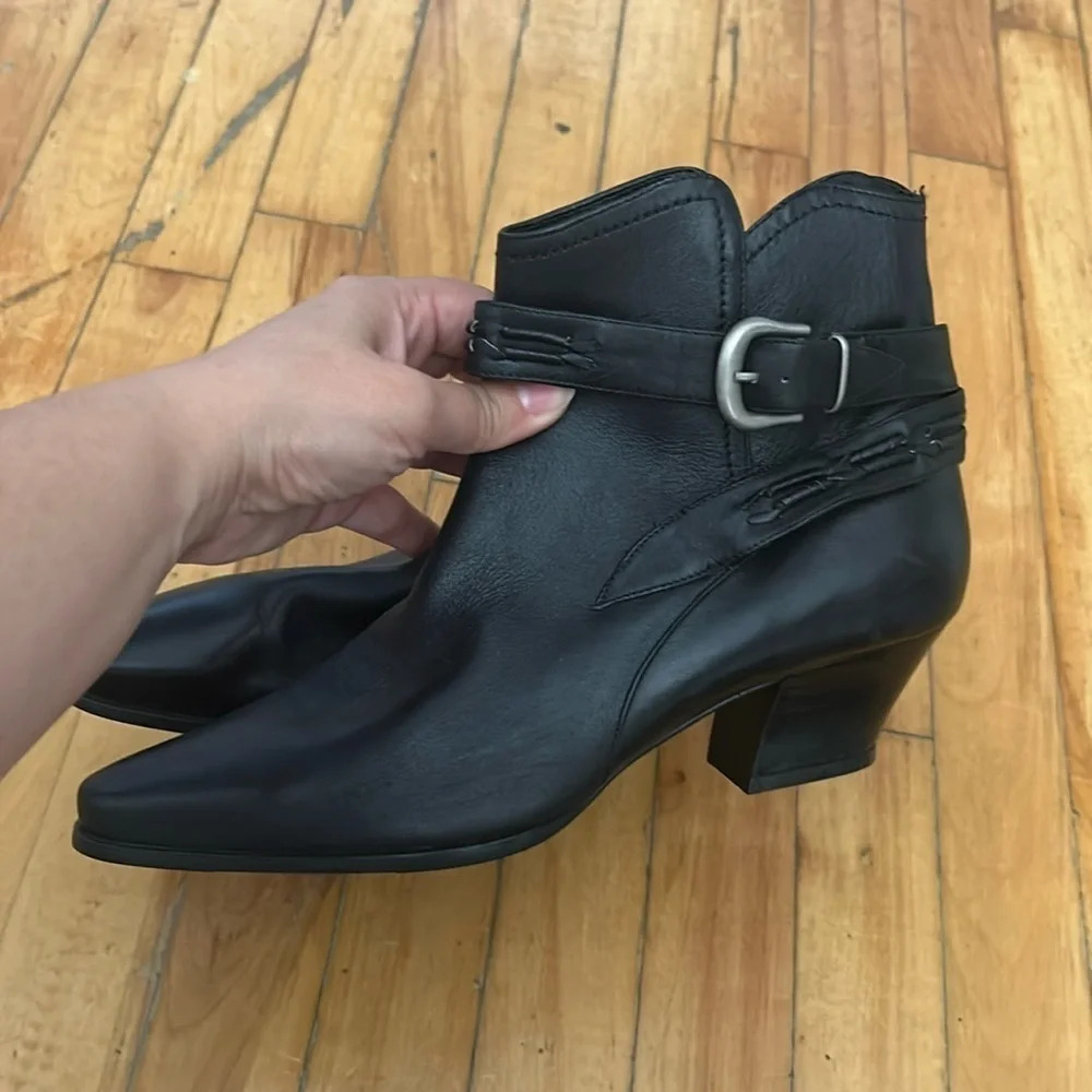 Leather new cowboy western booties ‎ with buckles